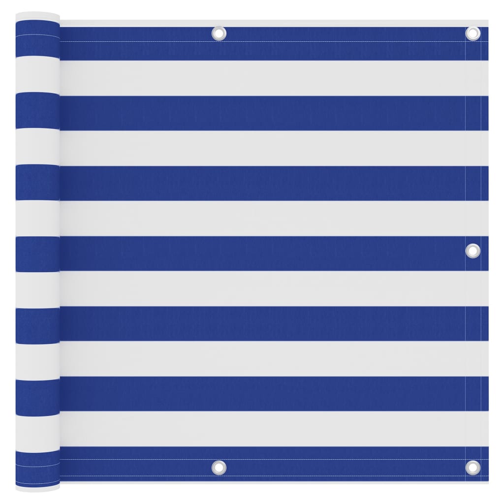 Paravan pentru balcon vidaXL, Tesatura, 90 x 300 cm, Alb/Albastru