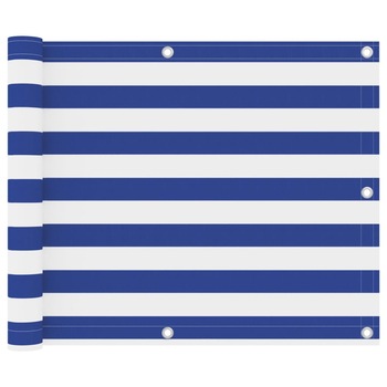 Paravan de balcon impermeabil cu model cu dungi, vidaXL, Tesatura, 75x 400 cm, Alb/Albastru Paravan de balcon impermeabil cu model cu dungi, vidaXL, Tesatura, 75x 400 cm, Alb/Albastru