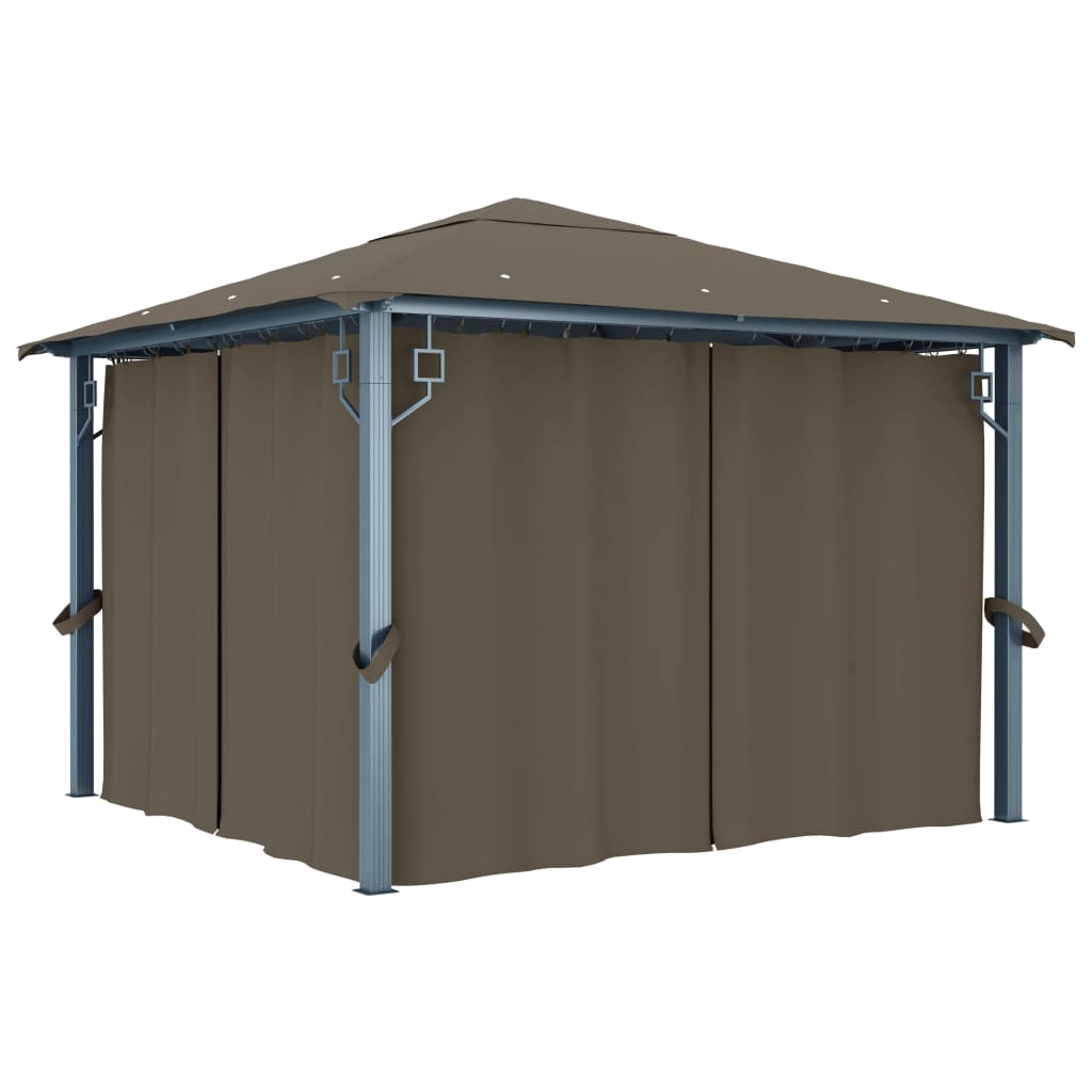 Pavilion de petrecere cu perdele, vidaXL, Tesatura, 300 x 300 cm, Taupe
