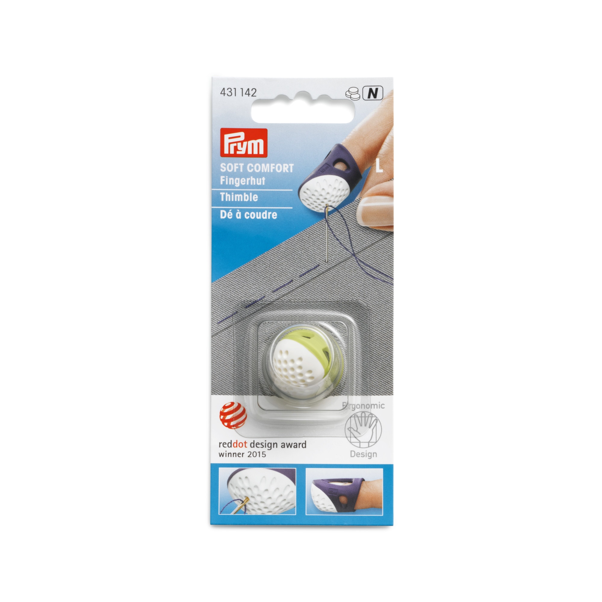 Degetar croitorie, marimea L, verde deschis cu alb, Prym Ergonomics