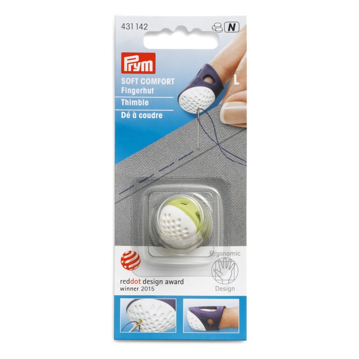 Degetar croitorie, marimea L, verde deschis cu alb, Prym Ergonomics