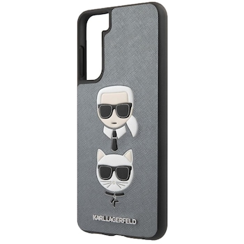 Husa de protectie Karl Lagerfeld Saffiano K&C Heads pentru Samsung Galaxy S21+ 5G, Argintiu