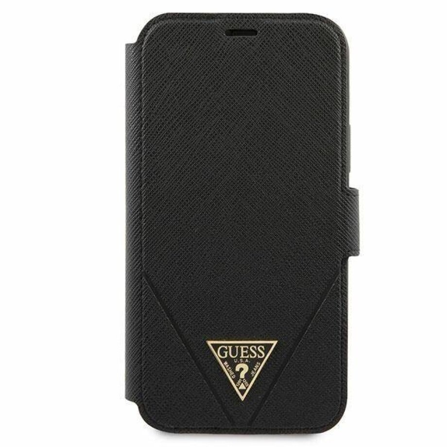 Husa de protectie Book Guess Saffiano V Stitch pentru iPhone 12 Pro Max GUFLBKP12LVSATMLBK, Black