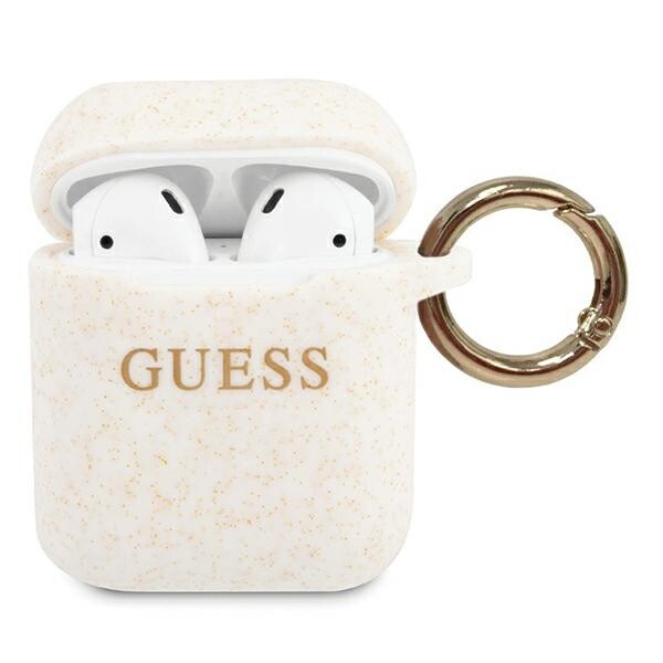 Husa de protectie Guess Silicone pentru Apple AirPods Gen 1 / Apple AirPods Gen 2, Alb