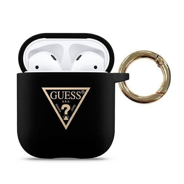 Husa de protectie Guess Triangle pentru Apple AirPods Gen 1 / Apple AirPods Gen 2, Negru