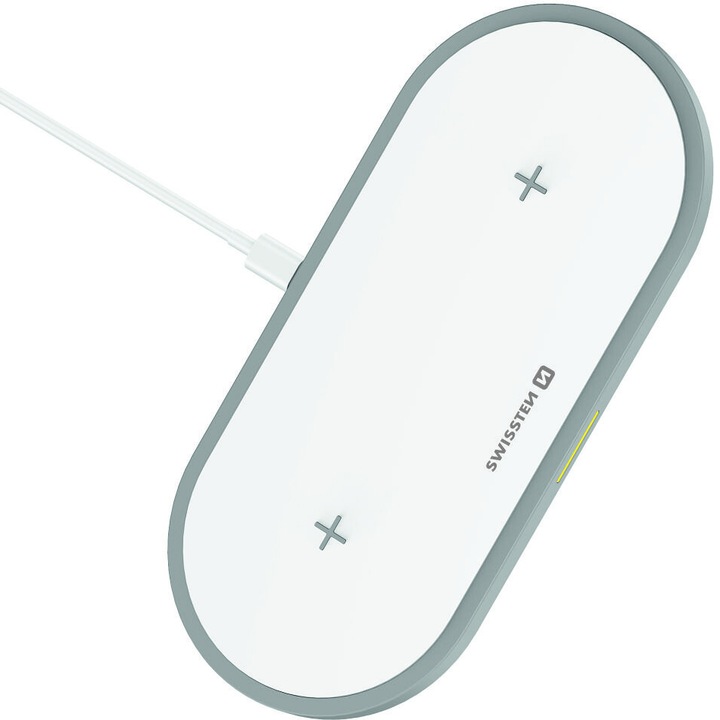Incarcator Wireless Swissten 2 in 1 20W, Alb