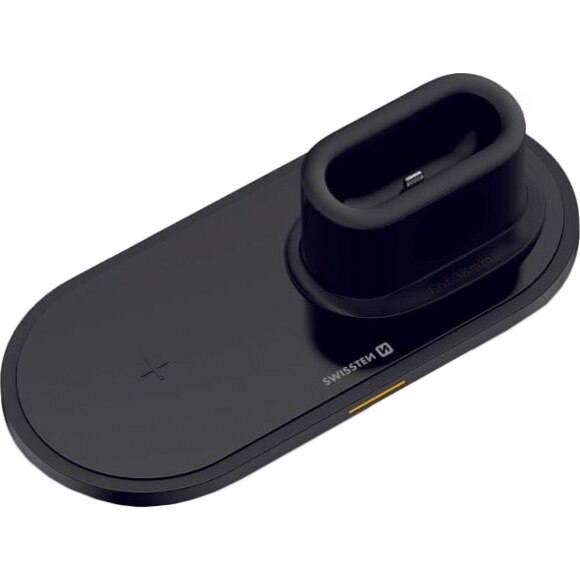 Incarcator Wireless Swissten 3 in 1 15W , Negru