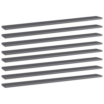 Set de 8 placi de biblioteca, vidaXL, PAL extralucios, 100 x 10 x 1.5 cm, Gri Set de 8 placi de biblioteca, vidaXL, PAL extralucios, 100 x 10 x 1.5 cm, Gri