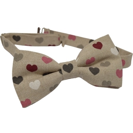 Papion cu inimioare colorate Hearts Natural Pink