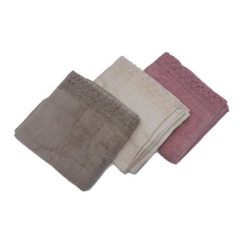 Set 3 prosoape 50x90cm bumbac 100%, Ecru/Bej/Roz