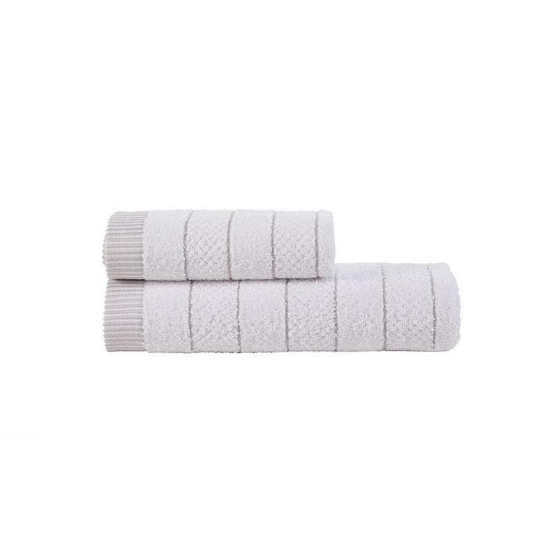 Set 2 prosoape bumbac 100%, 70 x 140 cm, 50 x 90 cm, Class Home Collection, Alb/Gri