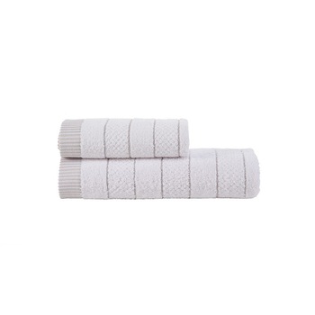 Set 2 prosoape bumbac 100%, 70 x 140 cm, 50 x 90 cm, Class Home Collection, Alb/Gri Set 2 prosoape bumbac 100%, 70 x 140 cm, 50 x 90 cm, Class Home Collection, Alb/Gri