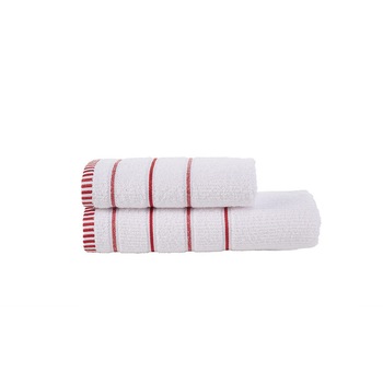 Set 2 prosoape bumbac 100%, 70 x 140 cm, 50 x 90 cm, Class Home Collection, Alb/Rosu Set 2 prosoape bumbac 100%, 70 x 140 cm, 50 x 90 cm, Class Home Collection, Alb/Rosu