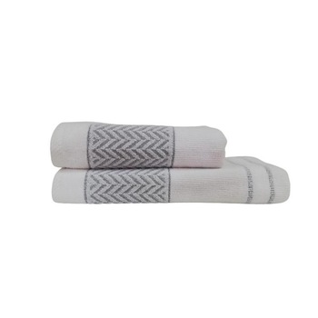 Set 2 prosoape bumbac 100%, cu bordura jacquard, 70 x 140 cm, 50 x 100 cm, Class Home Collection, Alb/Gri Set 2 prosoape bumbac 100%, cu bordura jacquard, 70 x 140 cm, 50 x 100 cm, Class Home Collection, Alb/Gri