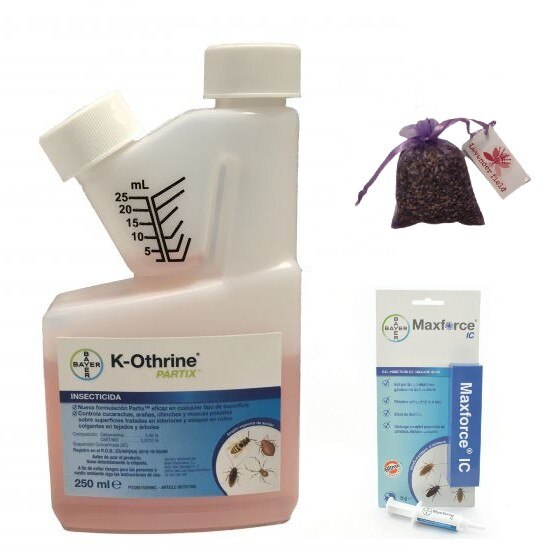 Set insecticid K-othrine Partix 250 ml si Max Force 5 gr si Saculet de lavanda 10 gr, anti gandaci de bucatarie, plosnite, muste, furnici, insecte