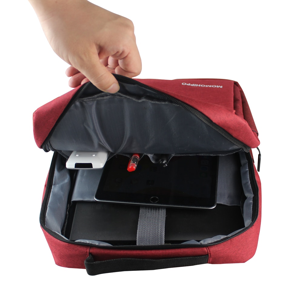 Rucsac laptop Momohippo, Port incarcare USB, 14.6'', 0.56 kg, 20 x 10 x 40 cm, Rosu