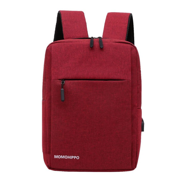 Rucsac laptop Momohippo, Port incarcare USB, 14.6'', 0.56 kg, 20 x 10 x 40 cm, Rosu