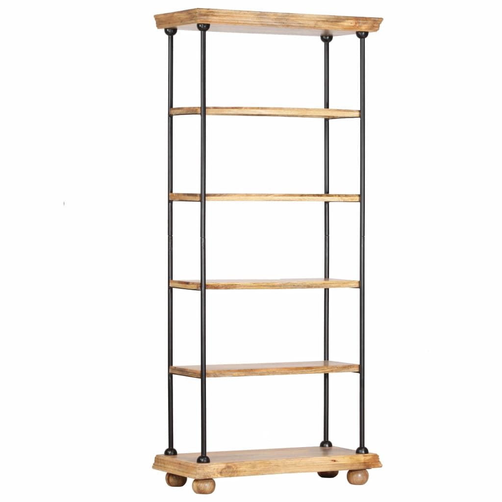 Biblioteca cu 5 rafturi din lemn masiv de mango, vidaXL, Lemn, 80 x 35 x 180 cm, Maro