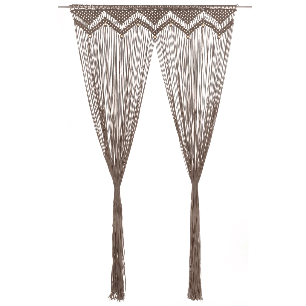 Perdea macrame cu model, vidaXL, Bumbac, 140 x 240 cm, Taupe