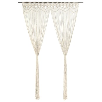 Perdea macrame cu model, vidaXL, Bumbac, 140 x 240 cm, Crem Perdea macrame cu model, vidaXL, Bumbac, 140 x 240 cm, Crem