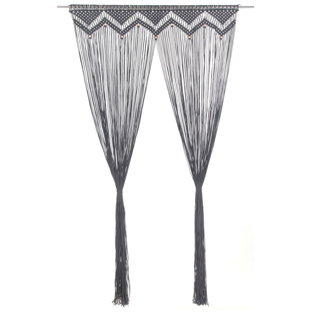 Perdea macrame cu model, vidaXL, Bumbac, 140 x 240 cm, Antracit