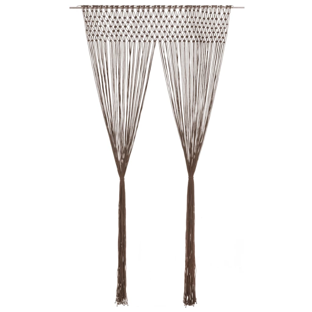 Perdea macrame cu model cu puncte, vidaXL, Bumbac, 140 x 240 cm, Taupe