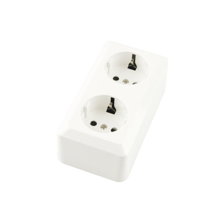 Priza dubla Electronin, PT MINI, 16A, IP54, alb