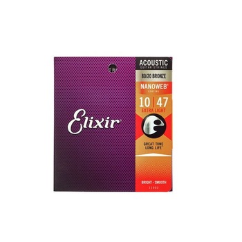 Set 6 Corzi, Elixir, Pentru Chitara Acustica, Grosime 10-47 Extra Light, , Nanoweb, Bronze Set 6 Corzi, Elixir, Pentru Chitara Acustica, Grosime 10-47 Extra Light, , Nanoweb, Bronze