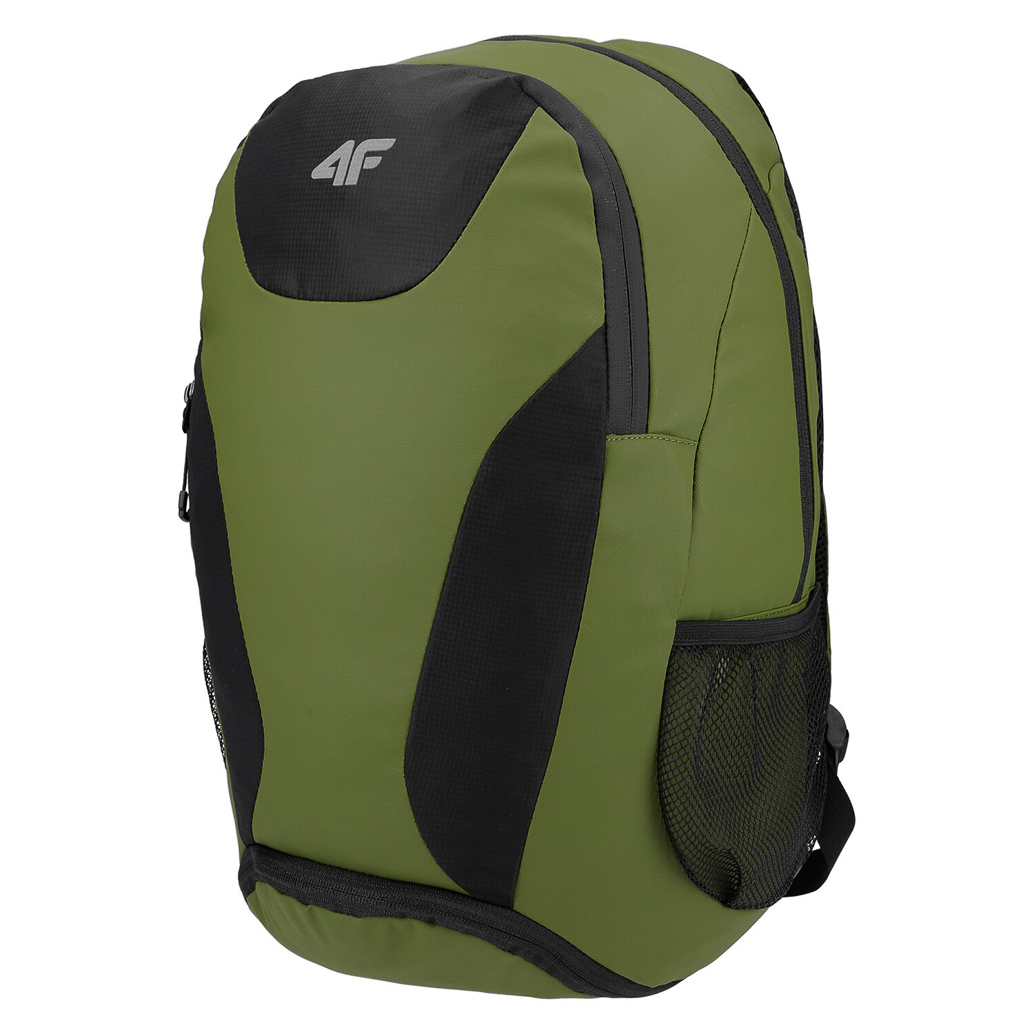 Rucsac sport, 4F, cu buzunare laterale din plasa, verde/negru
