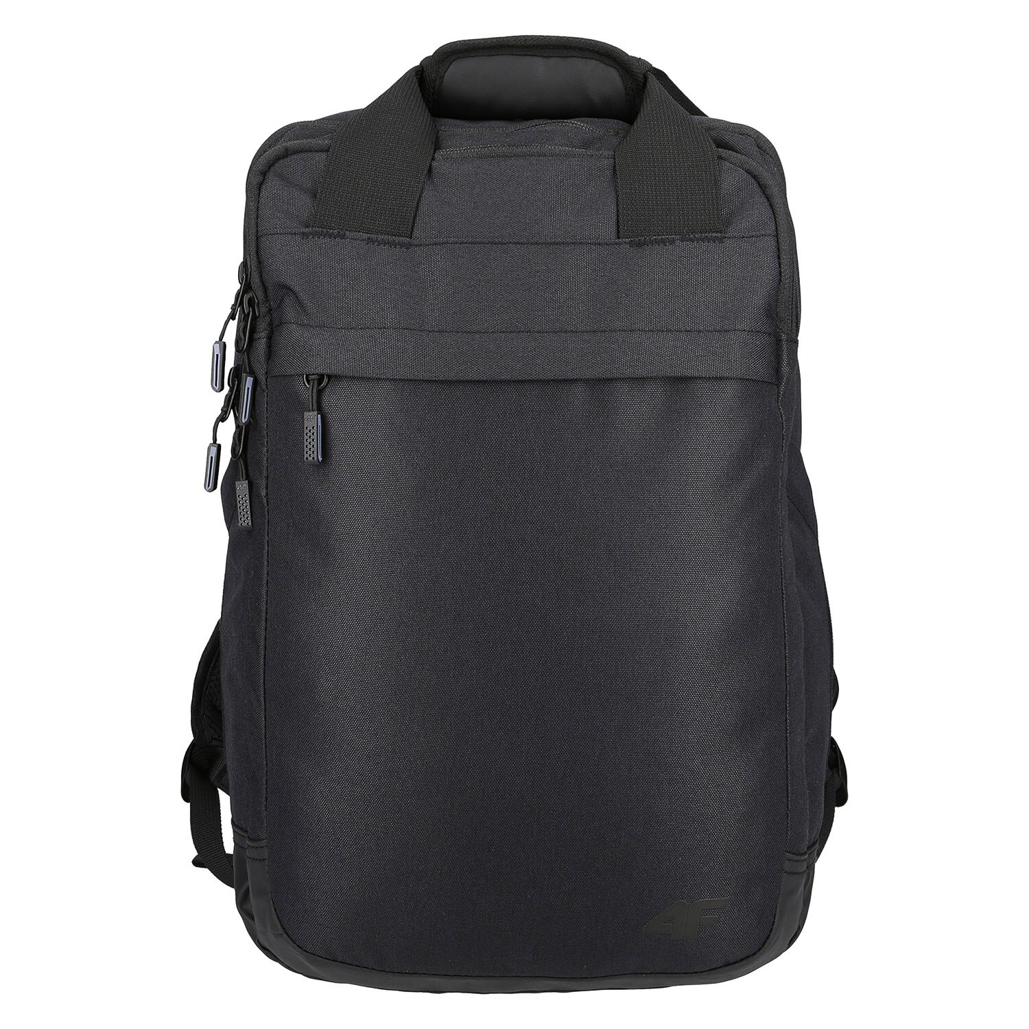 Rucsac laptop, 4F, cu doua buzunare laterale cu fermoar, negru