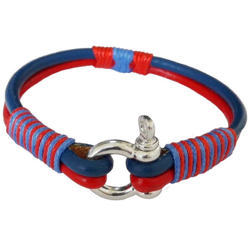 Bratara handmade din snururi din piele naturala suporter Steaua-M044