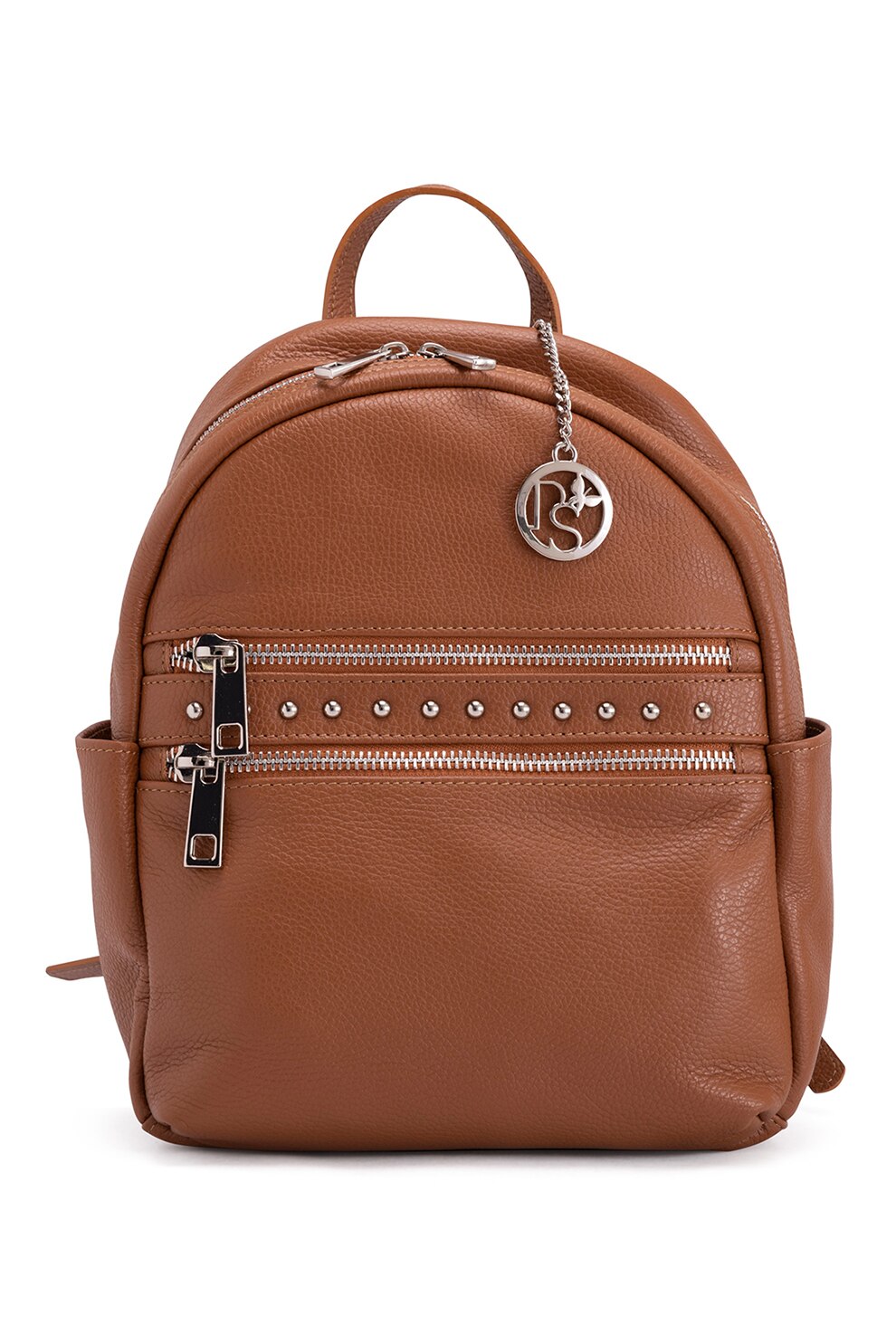 Pia Sassi, Rucsac din piele cu garnitura cu tinte, Maro