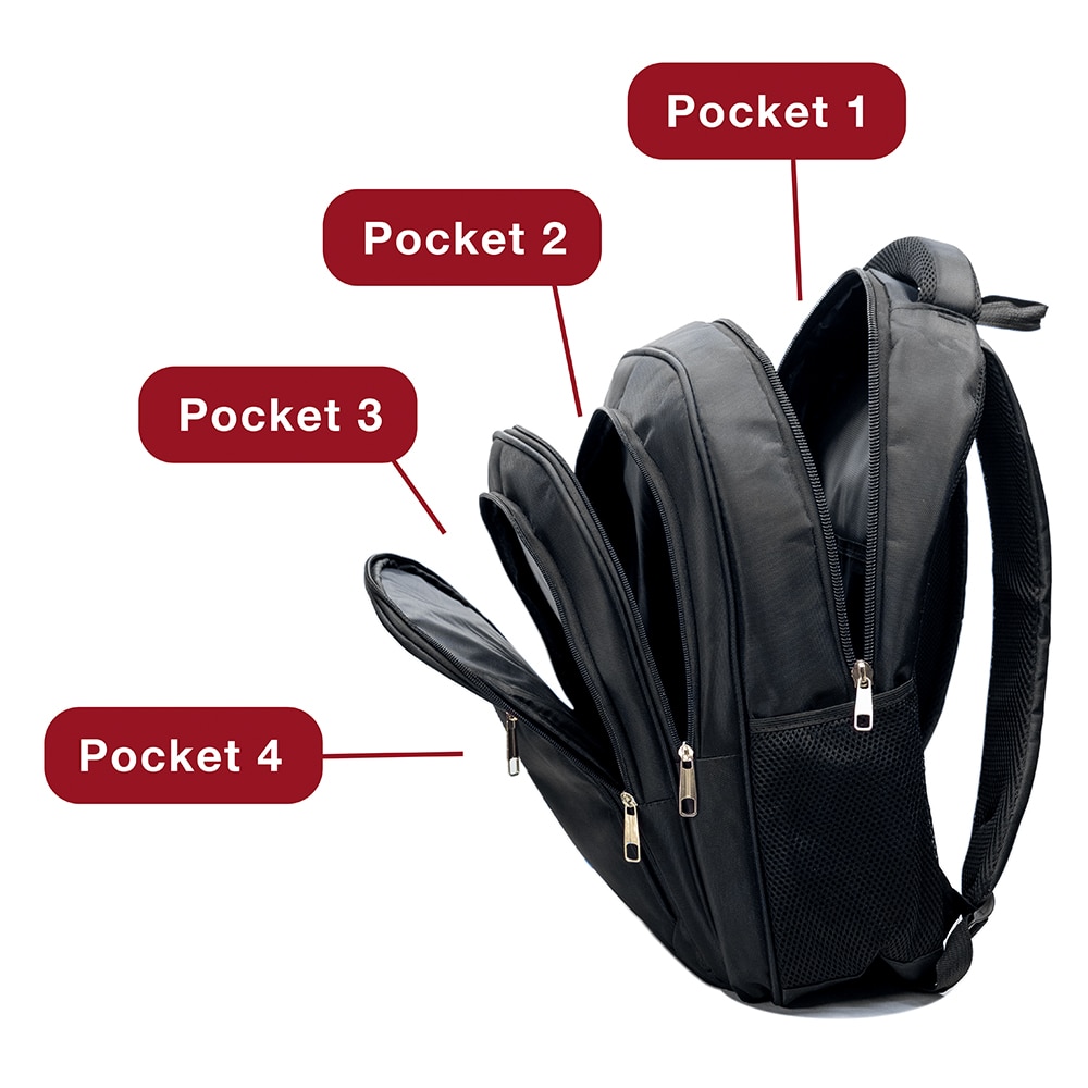Rucsac pentru laptop, Dollcini, Nylon, laptop de 17", 26L, Negru