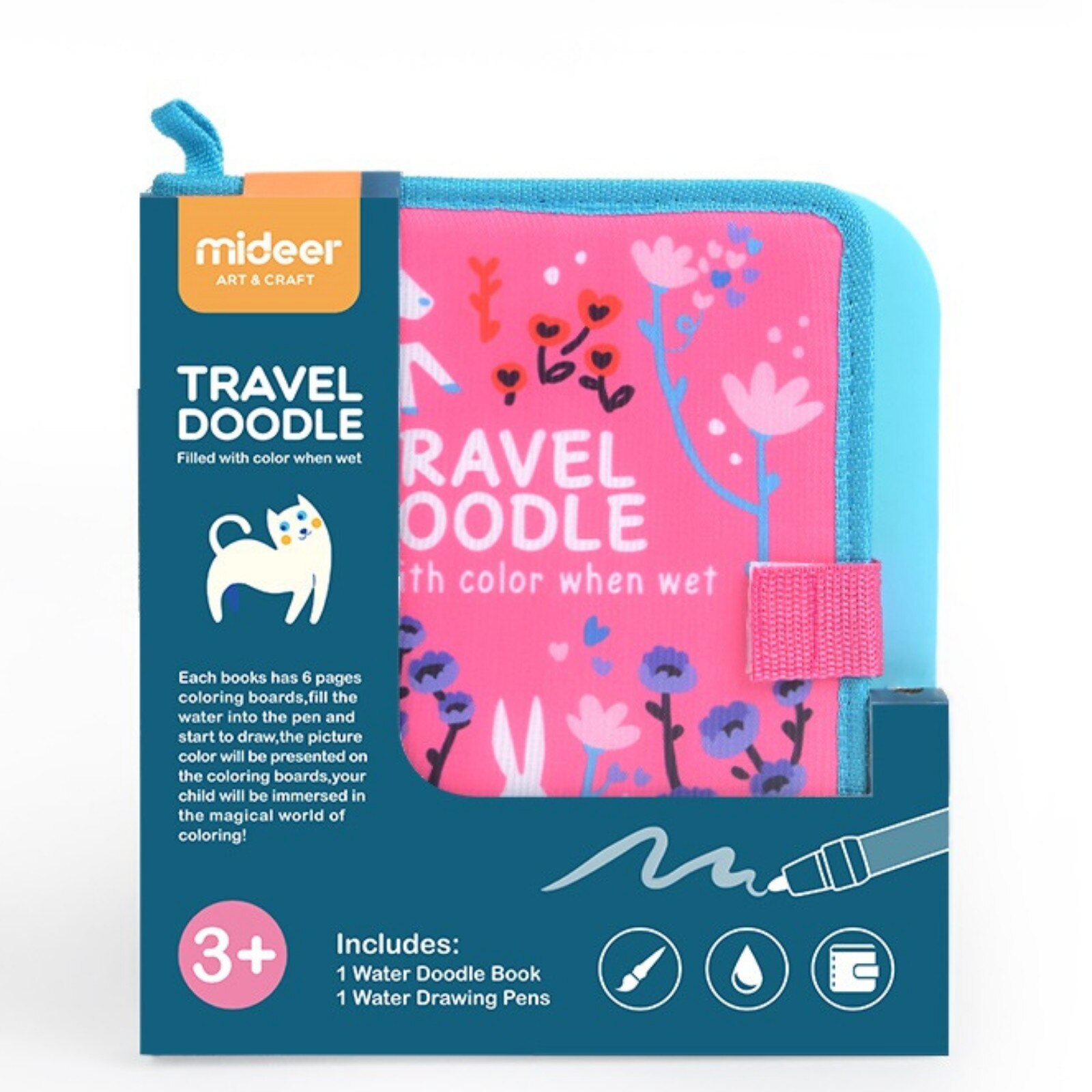 Carte de colorat cu apa, coperta roz