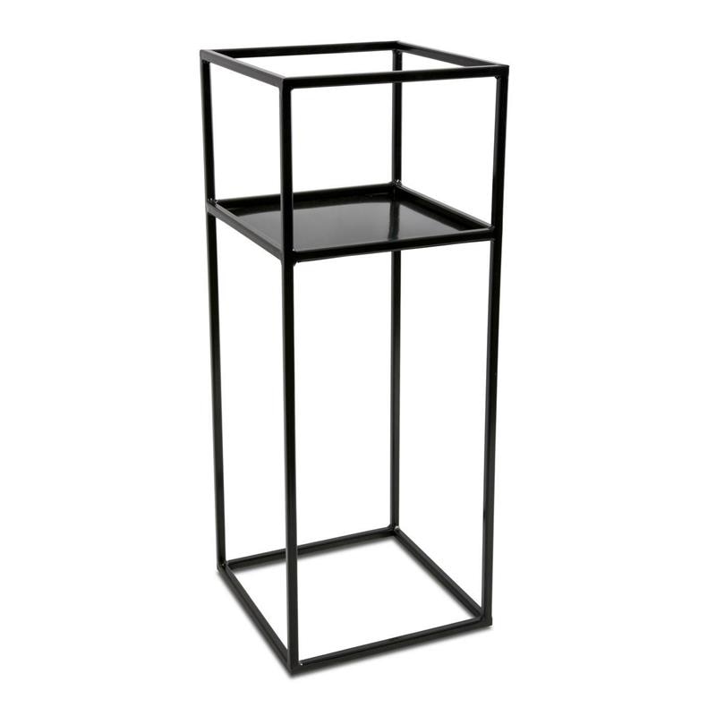 Suport pentru flori pe ghiveci cu un raft Loft metalic negru 60 cm