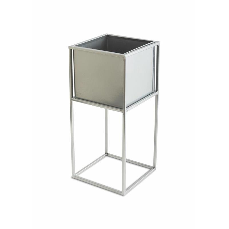 Suport pentru flori ghiveci Loft metalic crom 50 cm