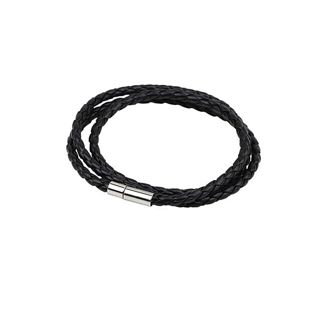 Bratara Conceptool impletita cu siraguri multiple, negru, piele ecologica