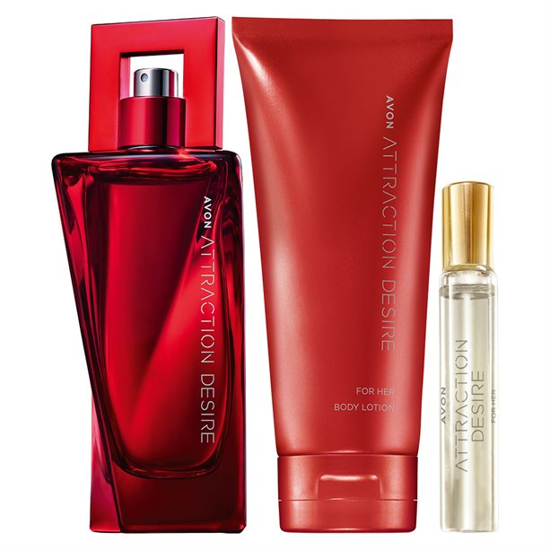 Set 3 produse Attraction Desire for Her- Apa de parfum 50 ml, Lotiune de corp 150 ml si Mini apa de parfum 10 ml