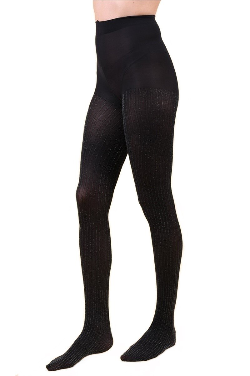 Ciorapi cu model sclipitor, Negru