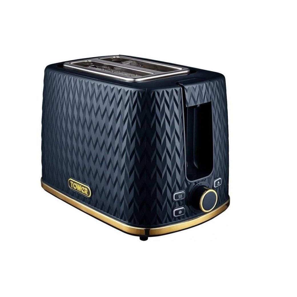 Prajitor de paine din otel inoxidabil Empire Tower T20054MNB, capacitate 2 felii, putere 900W, culoare albastru cu detalii in relief