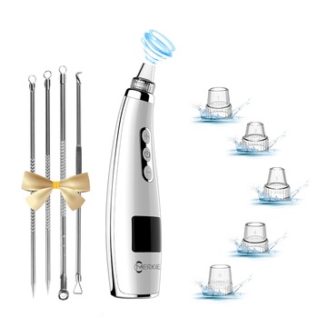 Aparat indepartat puncte negre, de grasime, cu vacuum, MERKIE, 5 Puteri ajustabile, 5 capete, Ingrijire faciala, Incarcare USB, 4 instrumente metalice incluse, Alb Aparat indepartat puncte negre, de grasime, cu vacuum, MERKIE, 5 Puteri ajustabile, 5 capete, Ingrijire faciala, Incarcare USB, 4 instrumente metalice incluse, Alb