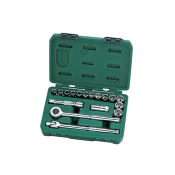 Trusa capete tubulare Sata, 17 piese, 10‑24 mm, cu accesorii Trusa capete tubulare Sata, 17 piese, 10‑24 mm, cu accesorii