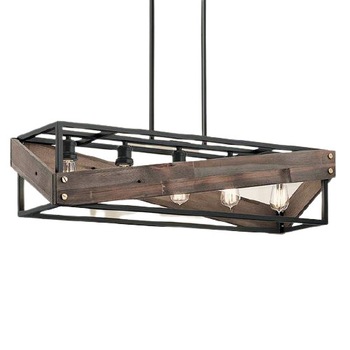 Lustra Cojom Mag 5m, rustic-vintage, 5xE27, lemn maro cu metal negru Lustra Cojom Mag 5m, rustic-vintage, 5xE27, lemn maro cu metal negru