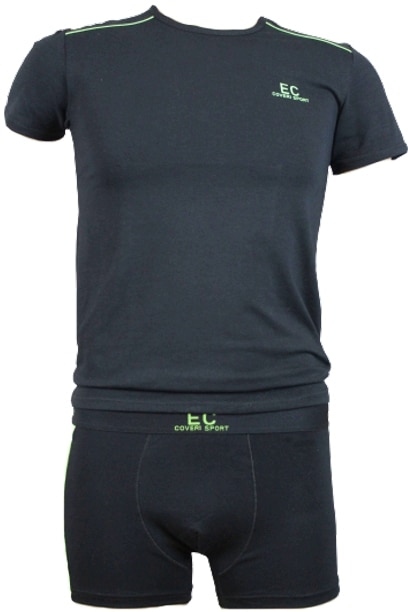 Set tricou si boxeri Enrico Coveri EC1718, Negru