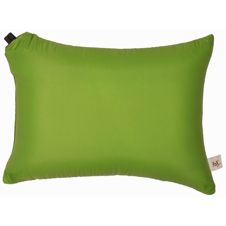 Надуваема възглавница, Fox Outdoor, зелена, 35 х 25 х 10 см, 80 грама