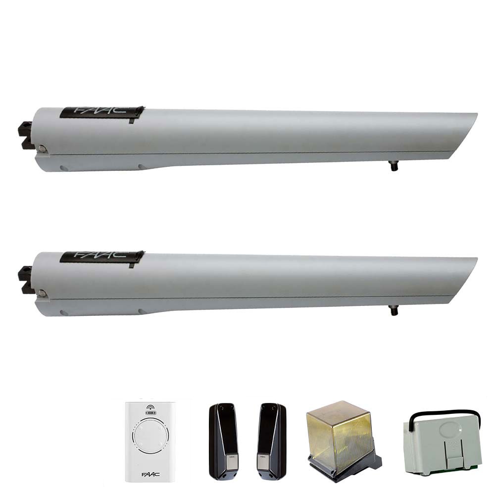 Kit automatizare pentru porti batante, de 2x2m, Faac Handy Start, 2 actuatoare electromecanice, 1 set fotocelule, 1 lampa controller, (S418), 24V