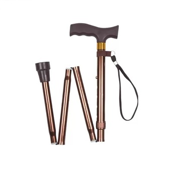 Baston de sprijin pliabil maro, 5 pozitii pe inaltime, cordeluta de prindere, MakeDesign Company Baston de sprijin pliabil maro, 5 pozitii pe inaltime, cordeluta de prindere, MakeDesign Company