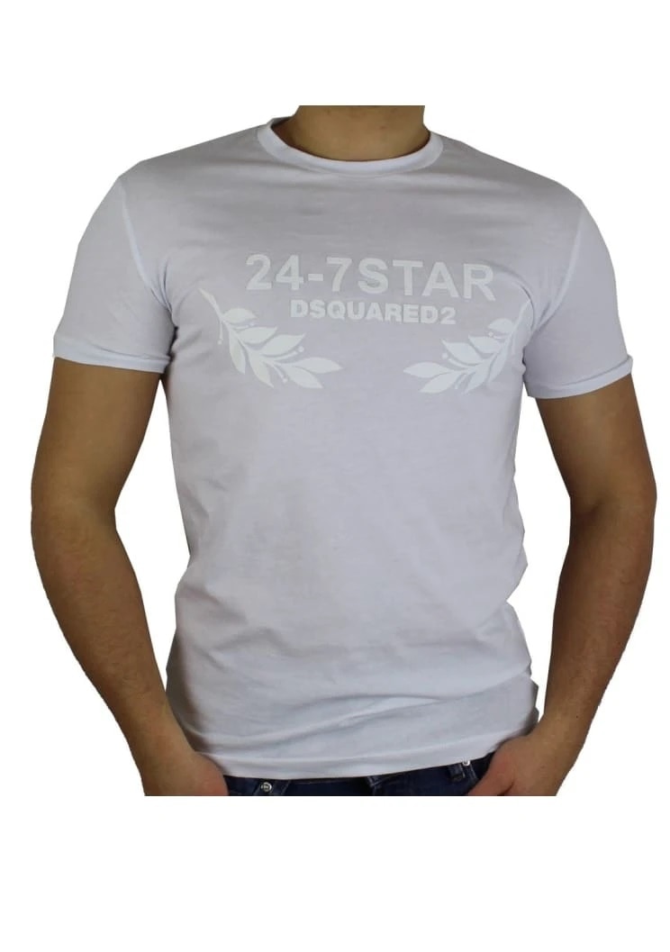 Tricou , Dsquared2 , Slim fit , S74GD0232, Alb