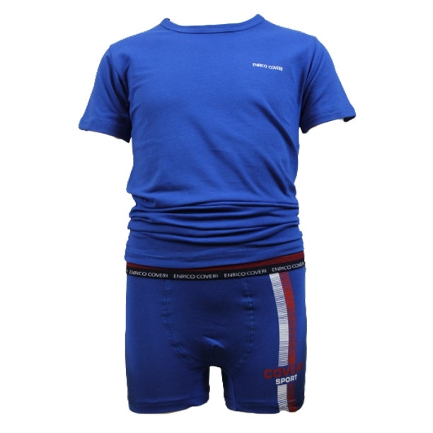 Set tricou si boxeri baieti Enrico Coveri, Albastru deschis