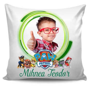 Perna personalizata Patrula Catelusilor cu poza si text , Aniversare , Ziua Copilului, 1 iunie , 40x40 cm, Handmade Mihaela Perna personalizata Patrula Catelusilor cu poza si text , Aniversare , Ziua Copilului, 1 iunie , 40x40 cm, Handmade Mihaela